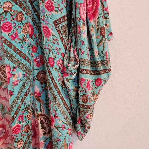 Spell & The Gypsy Babushka Turquoise Maxi Kimono Robe OS b225e - Picture 11 of 13